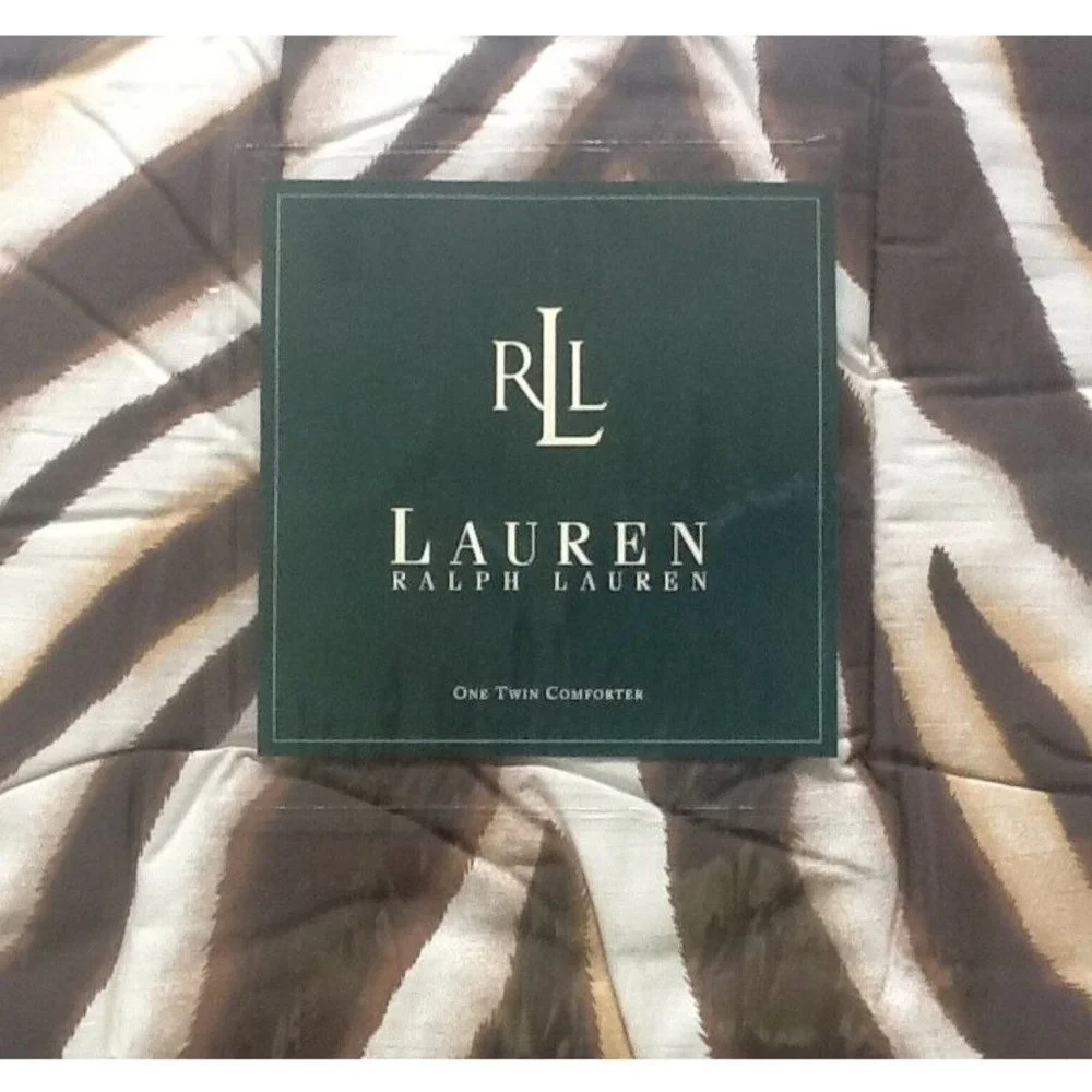 Ralph Lauren Zanzibar Grassland Zebra 100% Cotton 66x86 inch TWIN Bed Comforter